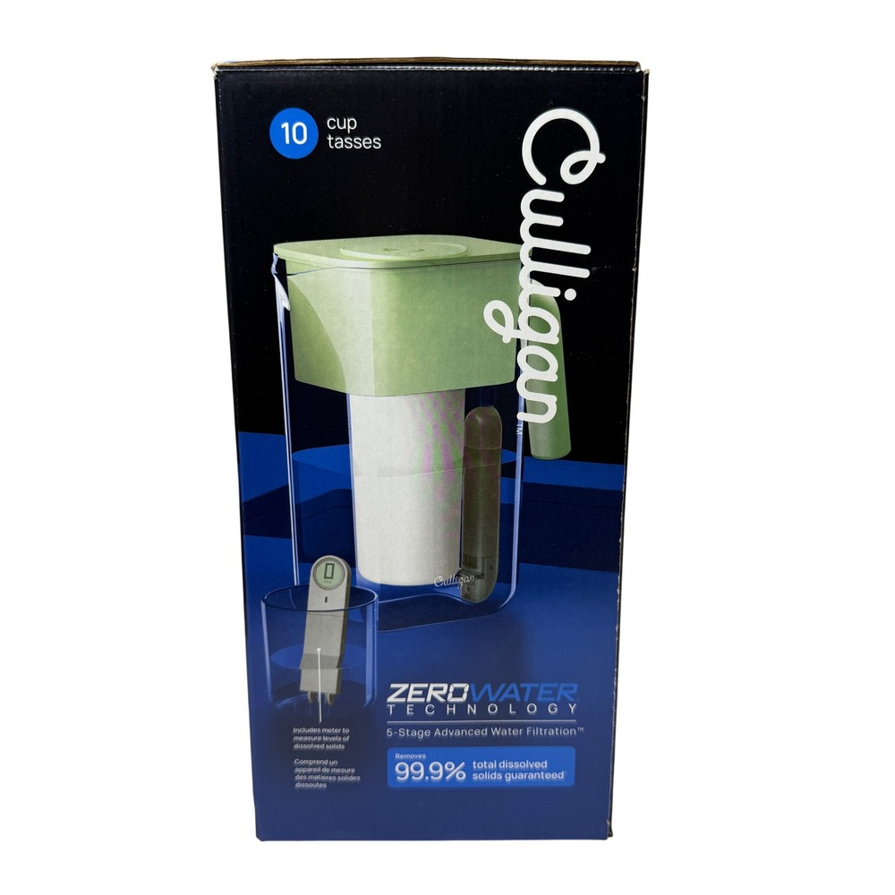 Culligan ZeroWater 10 Cup Water Filter Pitcher Sage ZEROP10 New Sealed
